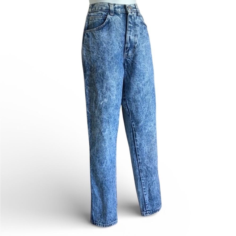 Bonjour Jeans, Women's 8, Blue Denim High Waisted "mom jeans", stonewashed.,EUC